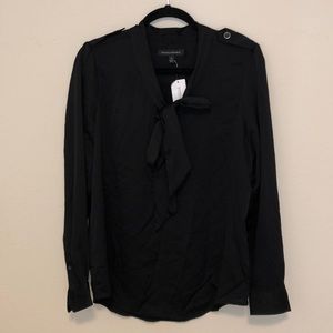 NWT banana republic black button up neck tie blouse